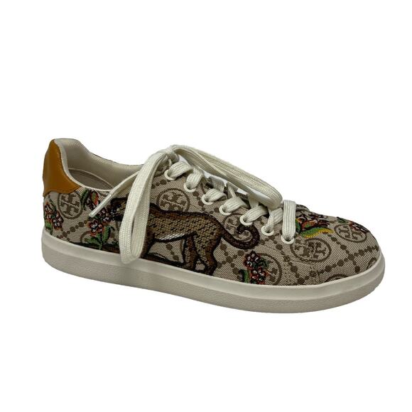 Tory Burch t monogram jacquard sneakers cheetah 6 - Picture 3 of 7